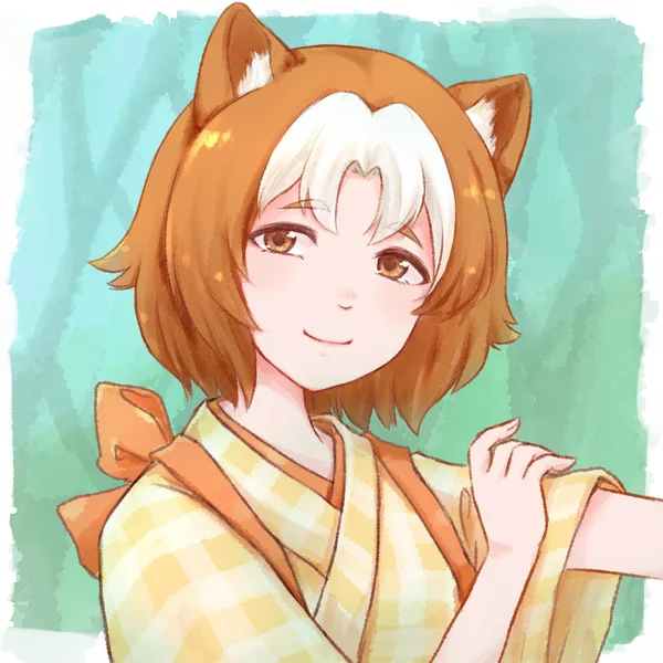 秋田犬のわん娘の姿